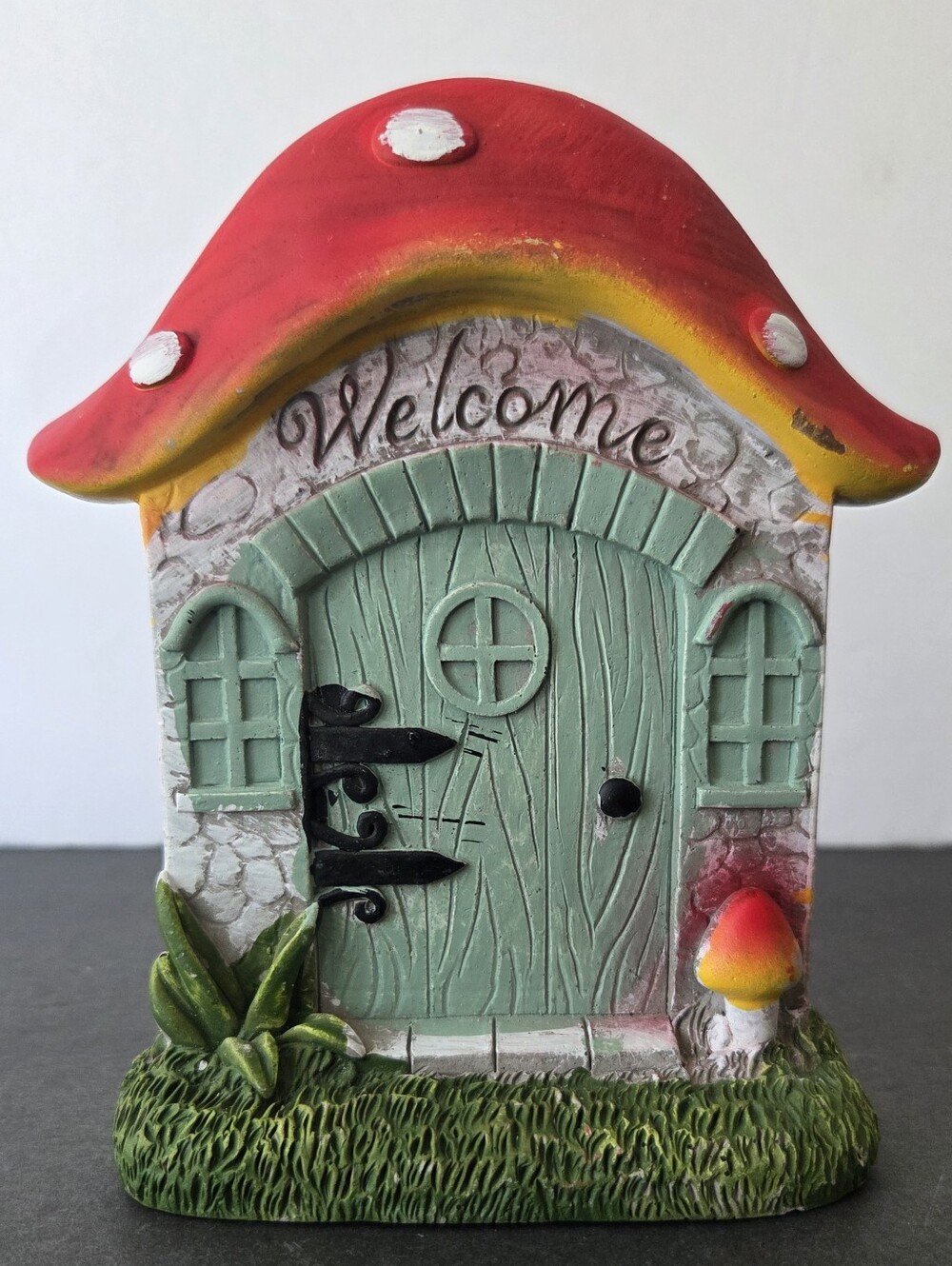 Mushroom Fairy House Garden Door 5.5” Cottagecore Welcome Sign